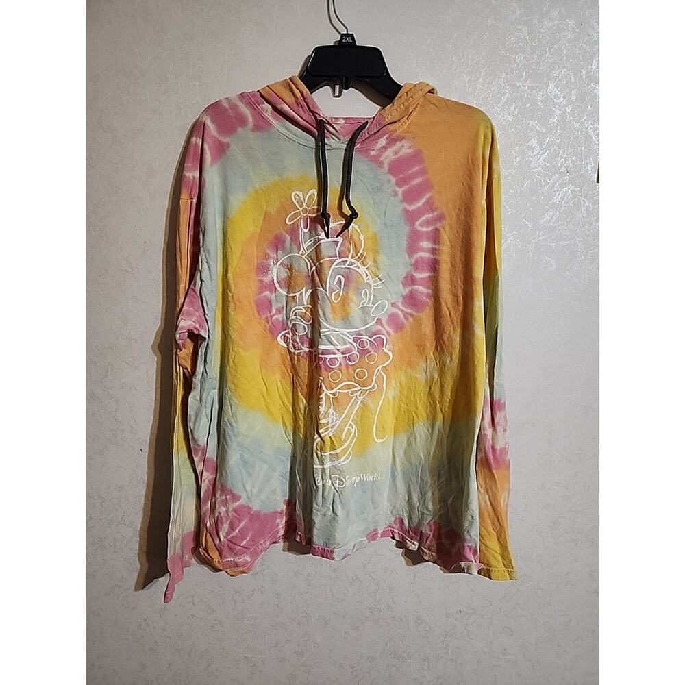 Disney Parks Minnie Mouse Tie Dye Hooded T-Shirt XXL SEE DESCRIPTION